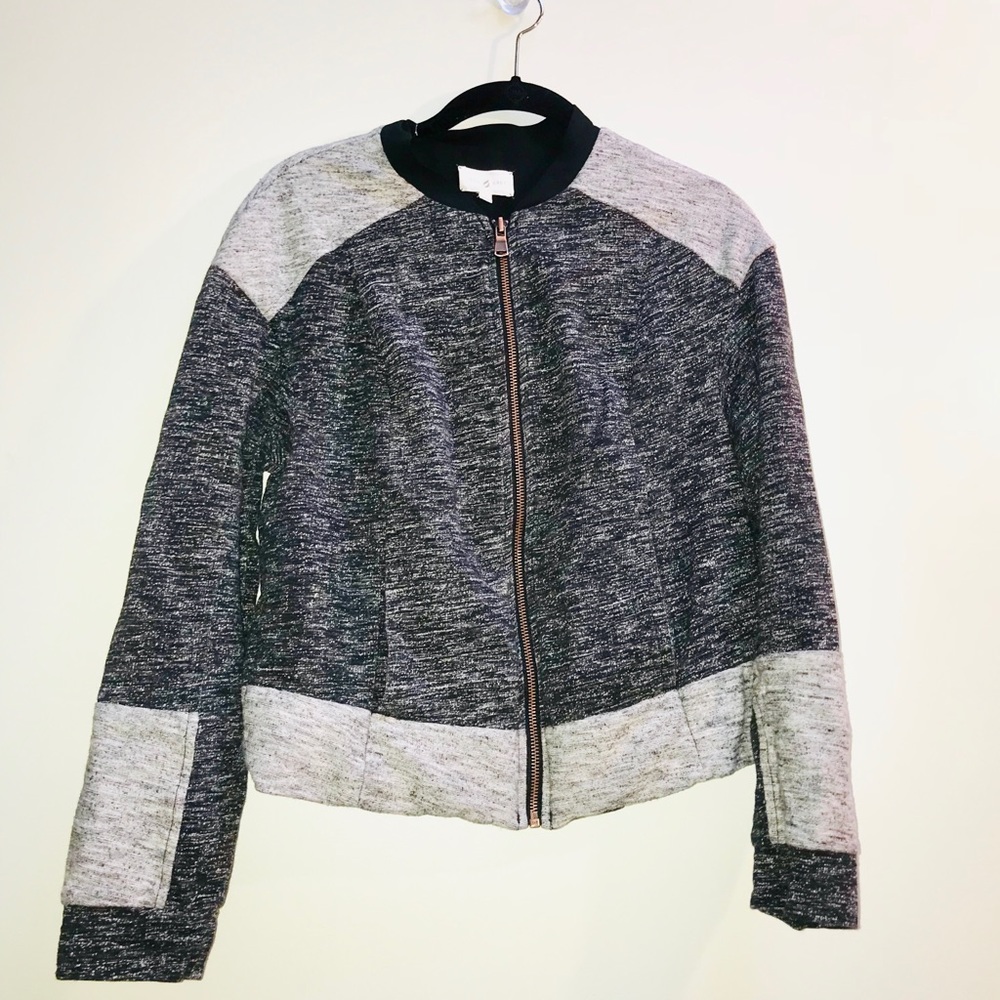 |Lou & Grey| Zip Up Grey Marled Sweater Sz Small